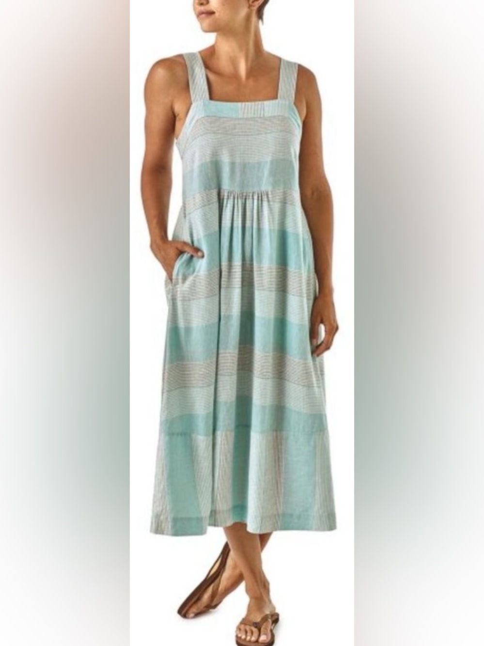 Patagonia Garden Island Dress Size M NWOT Striped Midi Maxi Adjustable Straps